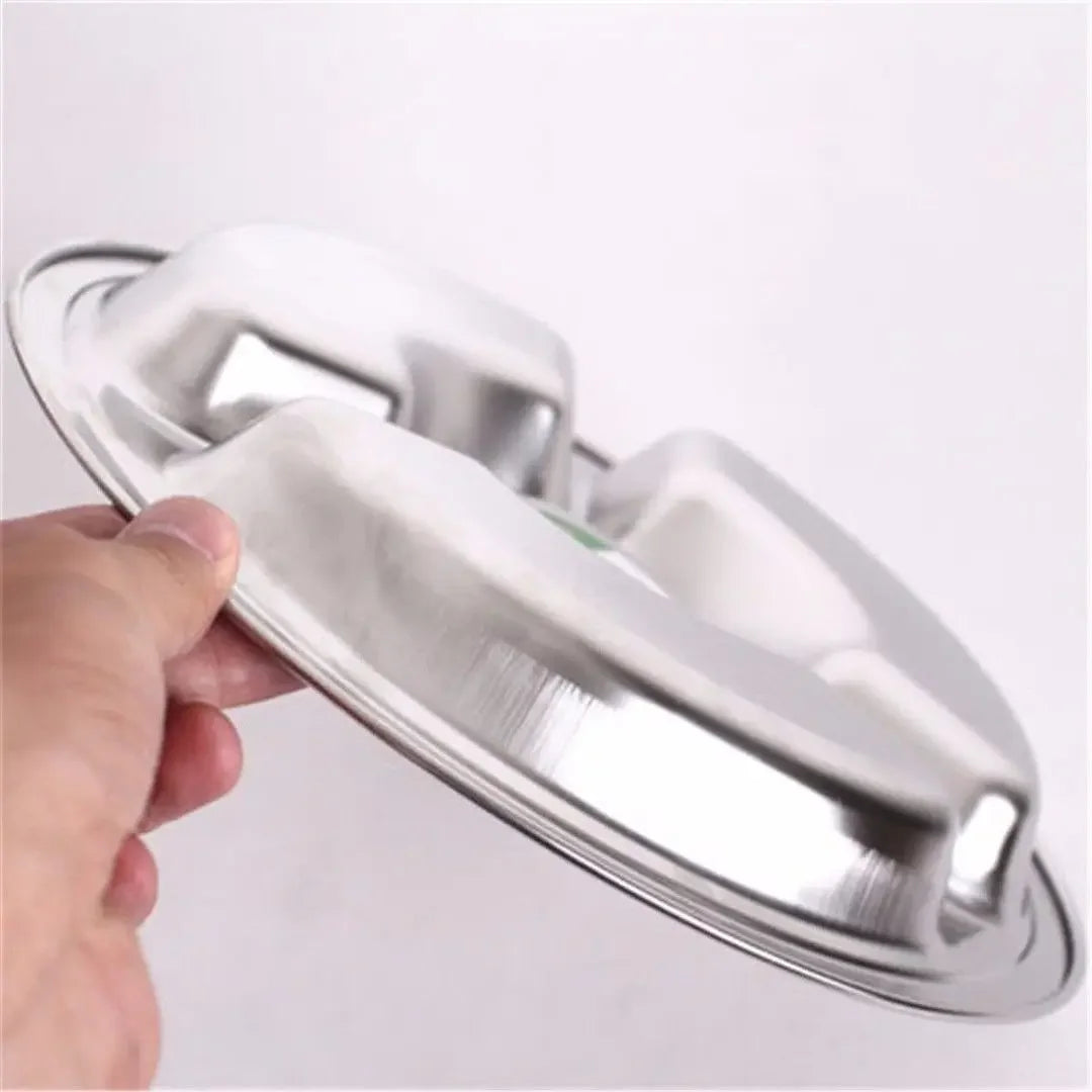 Dish Dinner Plate 1pcs Silver Stainless Steel 3 Sections Round Divided 22cm 24cm 26cm Snack Set Useful Practical
