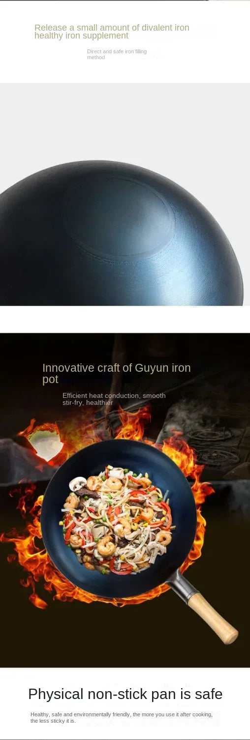 Carbon Steel Wok,12.6" Round Bottom Woks Pan Uncoated Nonstick Pot,Pre-Seasoned Chinese Wok Kitchen Cookware for Gas Cooktops