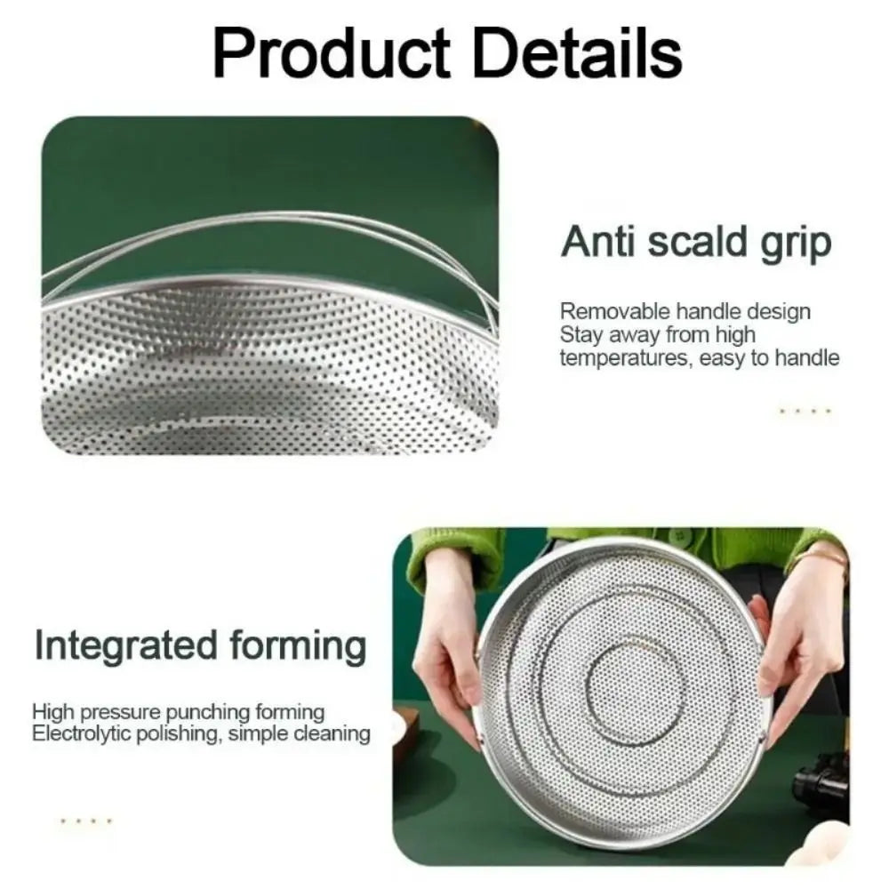Stainless Steel Steamer Foldable Steam Cooking Utensil Steaming Tray with Handle Steaming Grid Cookware
