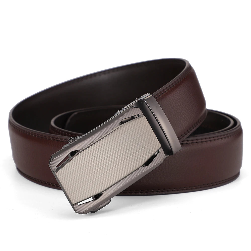 Business Dress Belt Men Soft Genuine Leather Automatic Buckle Trouser Belt  High-end Men Belt Great Gift for Men Waist Strap
