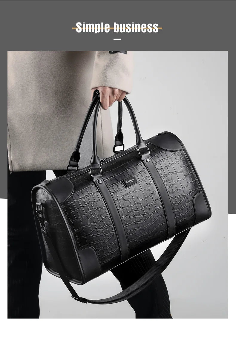 Fashion Handbag Bag Men Business Travel Tote Luxury Alligator PU Leather Luggage Bag With Shoulder Strap Crossbody Bags Duffle