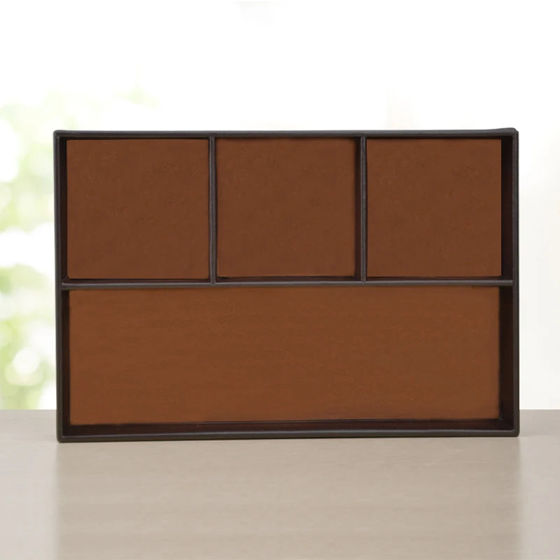 High-End Business Leather Office Supplies Set, Pen Holder, Desktop File Cabinet, Desktop Storage Box