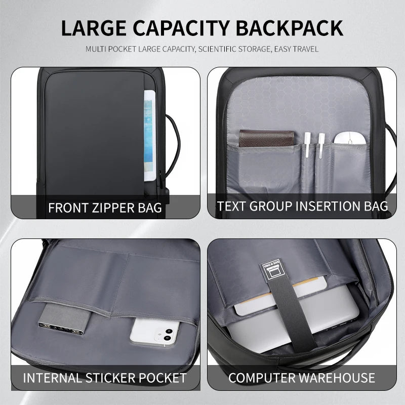 Business Commuter Men's Backpack, Multifunctional Laptop Bag, Solid Color, Simple Men's Backpack