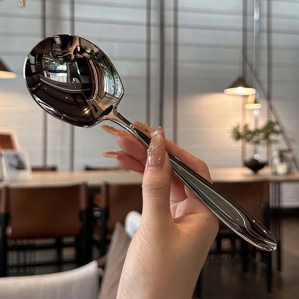 2Pcs Stainless Steel Long Handle Serving Spoons - Suitable for Use in Homes, Hotels, Canteens and Restaurants Meal Spoon Cutlery