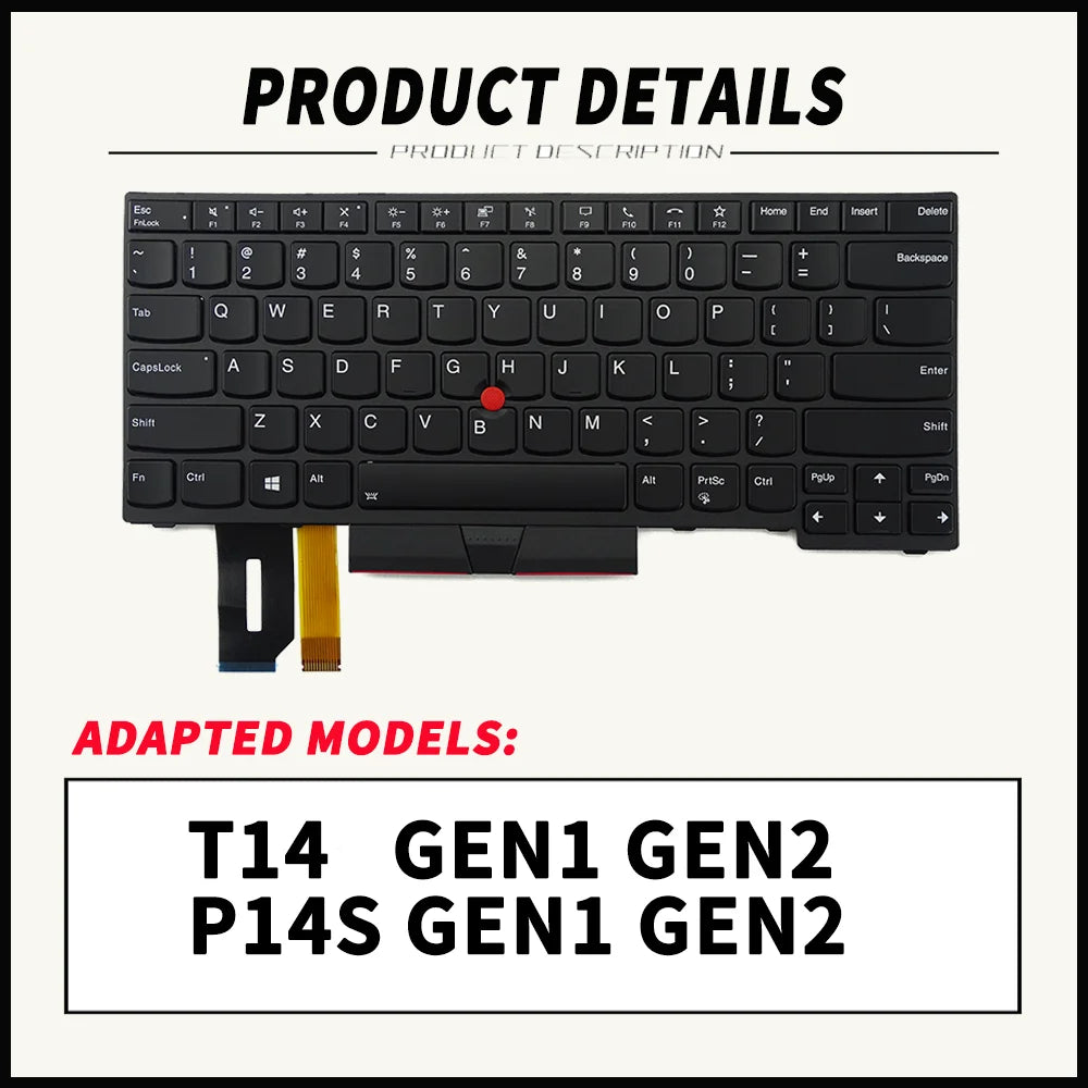 Laptop Replacement Keyboard for Lenovo ThinkPad T14 Gen1 Gen2 P14S Gen1 Gen2 US/BE/BG/DE/IT/LES/RU 5N20V43904 5N20X68869