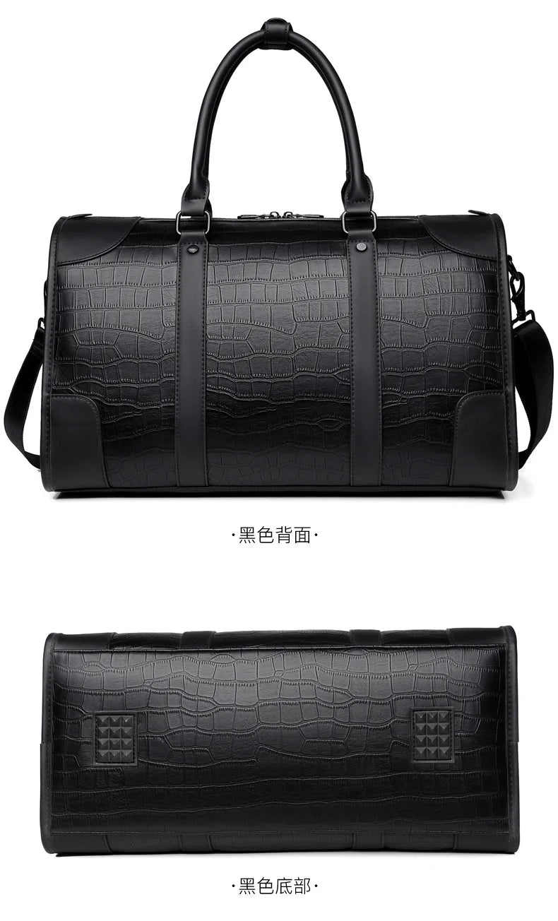 Fashion Handbag Bag Men Business Travel Tote Luxury Alligator PU Leather Luggage Bag With Shoulder Strap Crossbody Bags Duffle