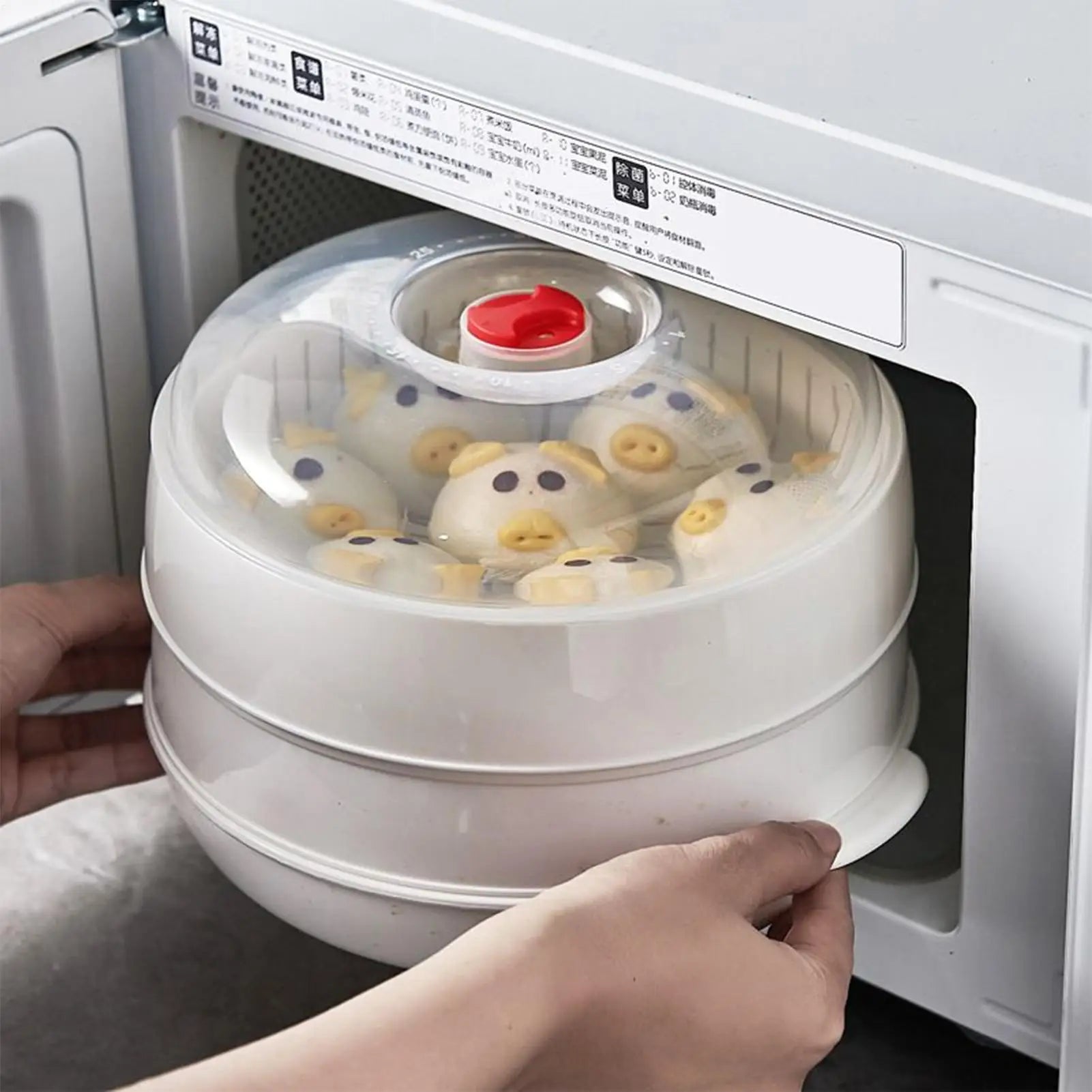 Microwave Heating Steamer Household Large Capacity Steamer Kitchen Steamer Box Steamer Rack Can Exhaust Steam