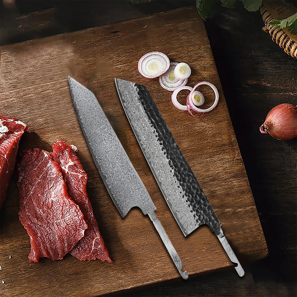 1PC,Kitchen Knives Blank Blade DIY Damascus Steel DIY Knife Making Tools No Handle Cleaver Knife Cooking Tool Kitchen Stuff
