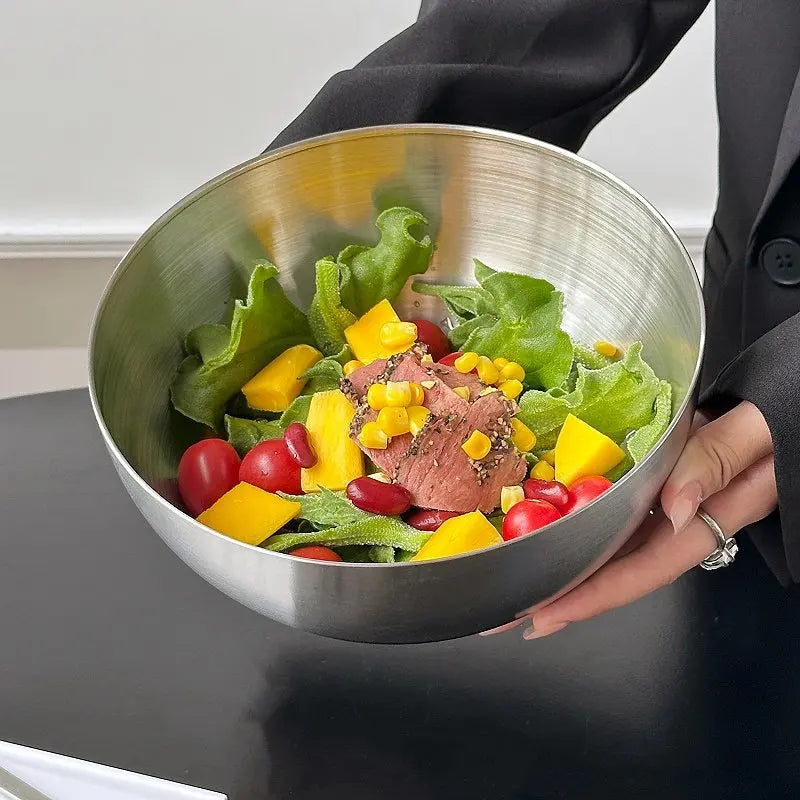 Stainless Steel Gold And Silver Salad Bowl Rice Noodles Lamian Noodles Bowl Kitchen Tableware Food Container
