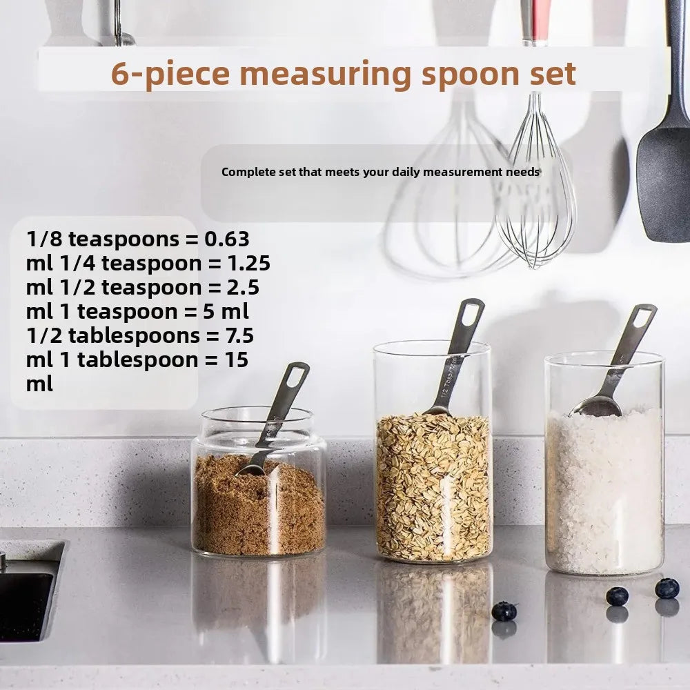 Stainless Steel Measuring Spoons Set Graduated Scoop Metric Imperial Scale Kitchen Baking Tools for Cooking Seasoning Coffee