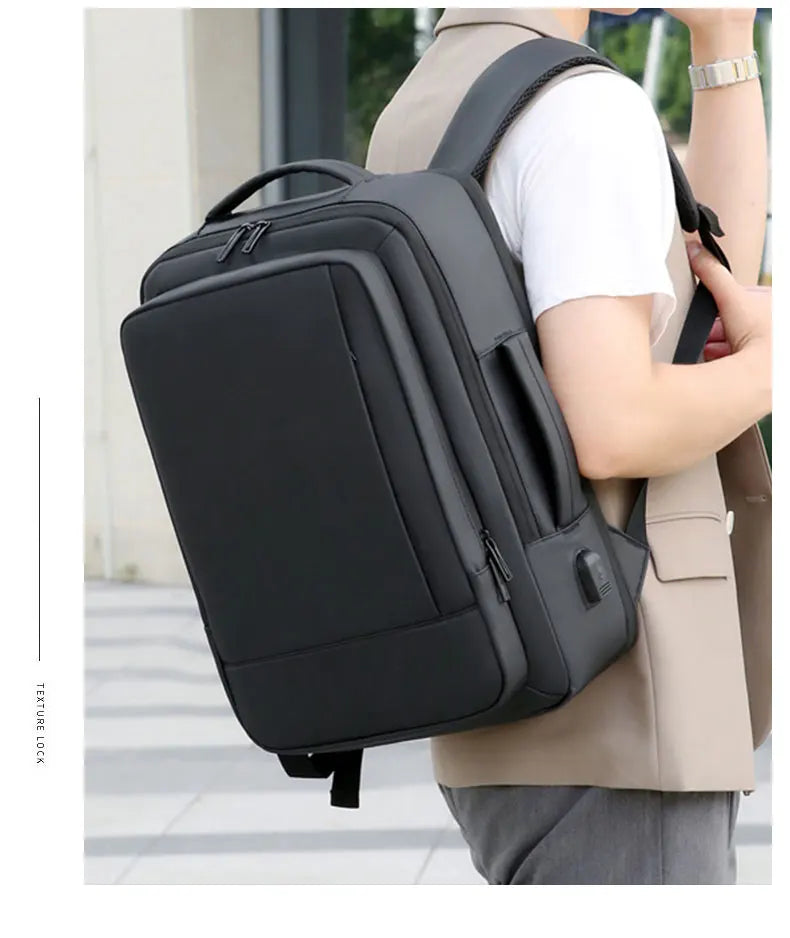 Business Commuter Men's Backpack, Multifunctional Laptop Bag, Solid Color, Simple Men's Backpack