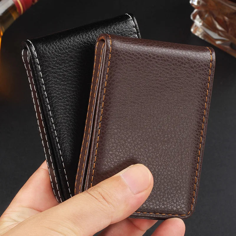 Vertical Version PU Leather Business Card Case Business Card Holder Pocket Business Office Name Card Holder With Magnetic Shut