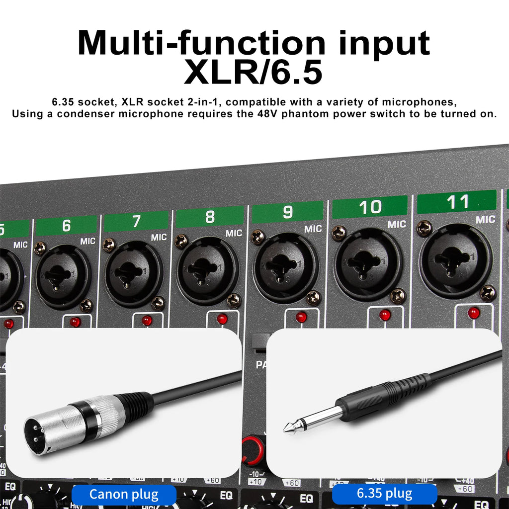 Depusheng Digital Mixer Professional Audio Mixer 18channels with 99bit dps reverb chip Bluetooth USB MP3 for stage bar studio DJ
