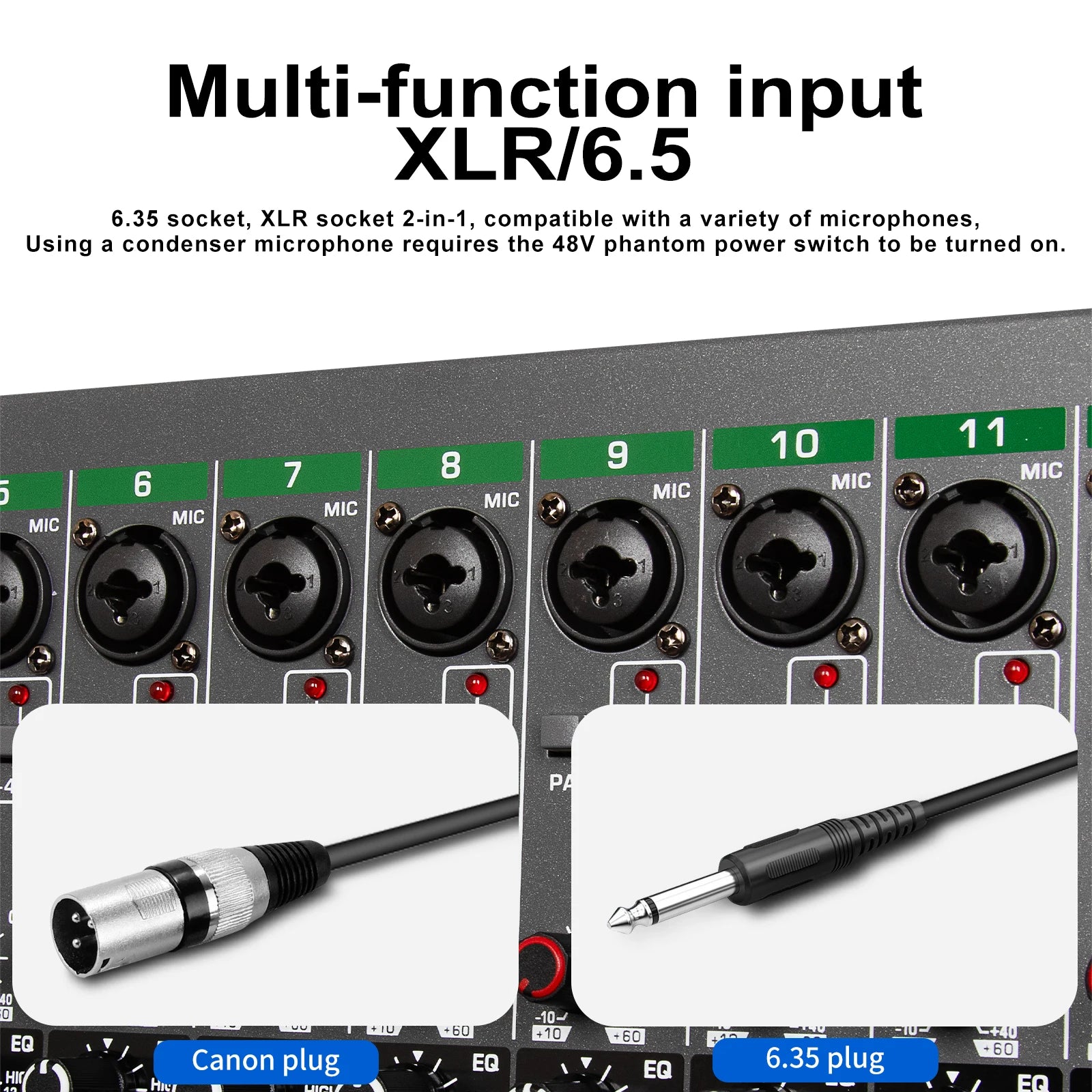 Depusheng Digital Mixer Professional Audio Mixer 18channels with 99bit dps reverb chip Bluetooth USB MP3 for stage bar studio DJ