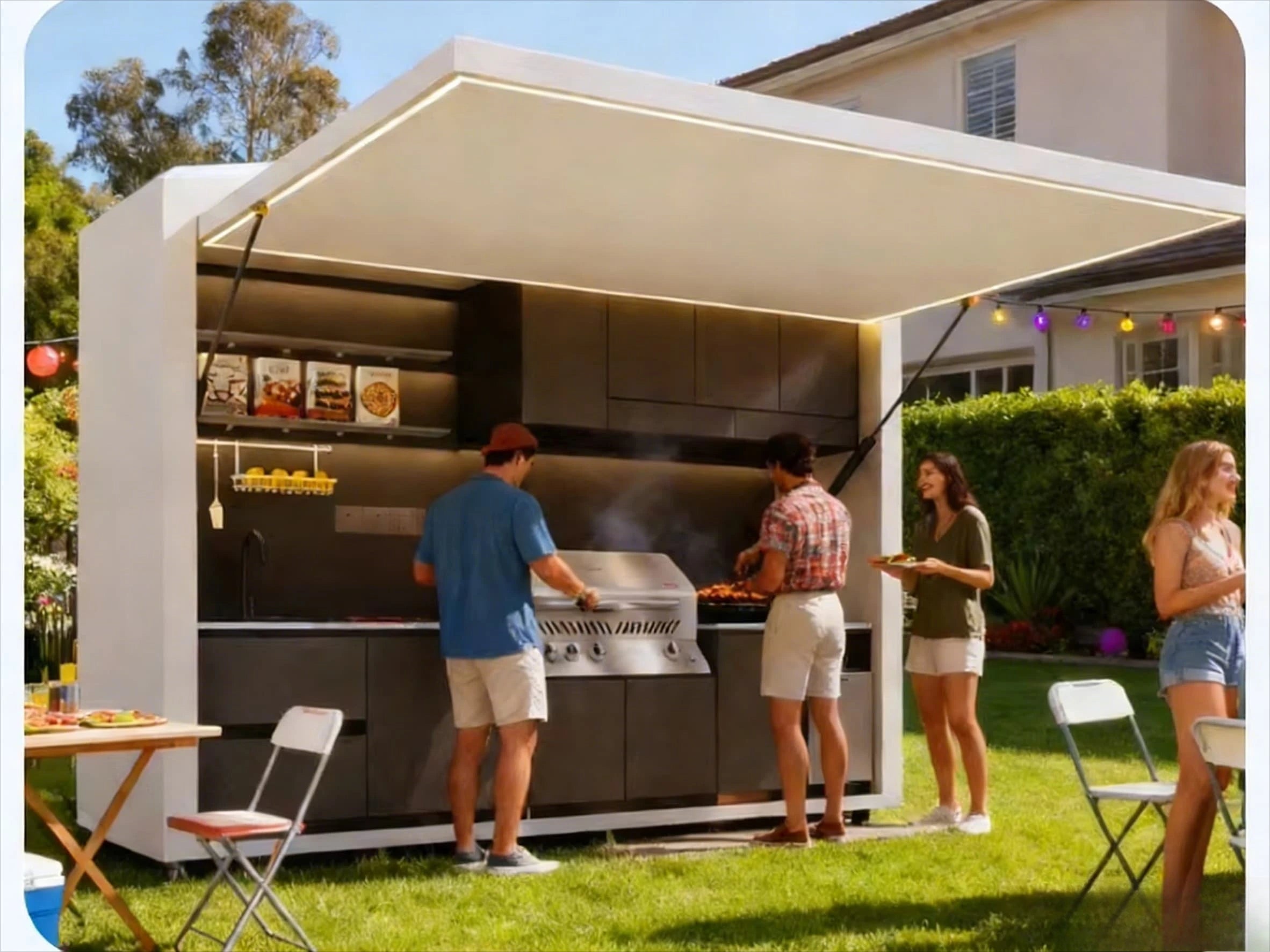 Custom Stainless Steel Barbecue Storage Cabinet for Outdoor Kitchen Garden Wind and Rainproof  Kitchencamping Kitchen Storage