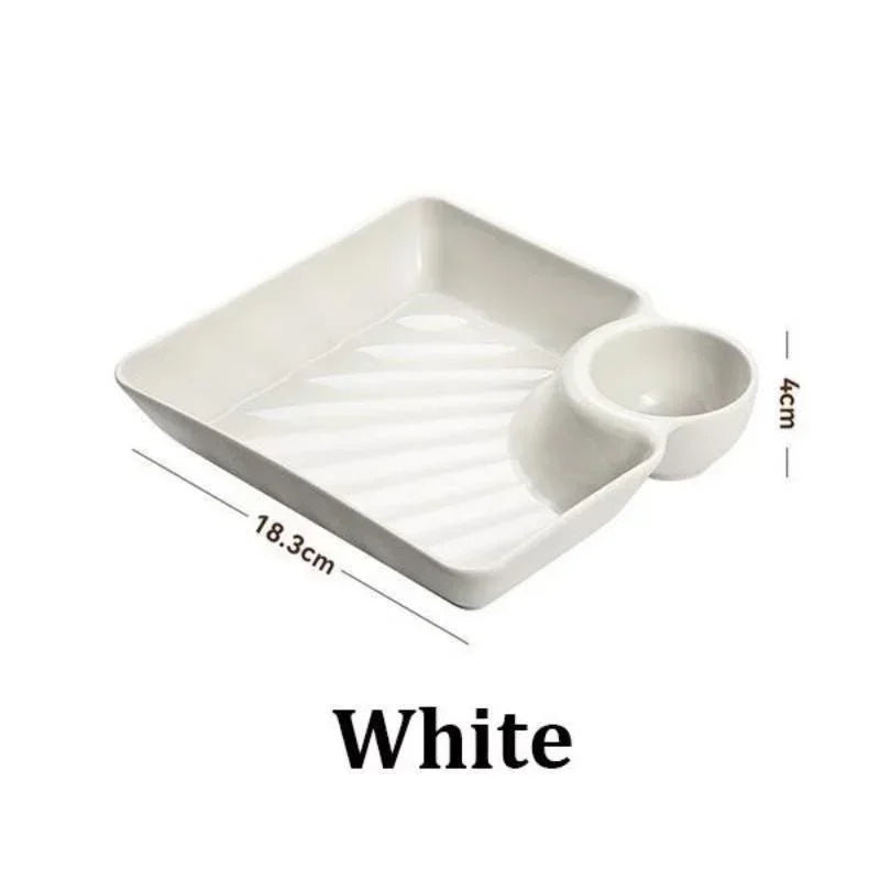 4pcs Easter Themed Chips & Dip Plates, Plastic Dumpling Serving Platter with Dipping Cup, Divided Snack Dishes for Appetizer