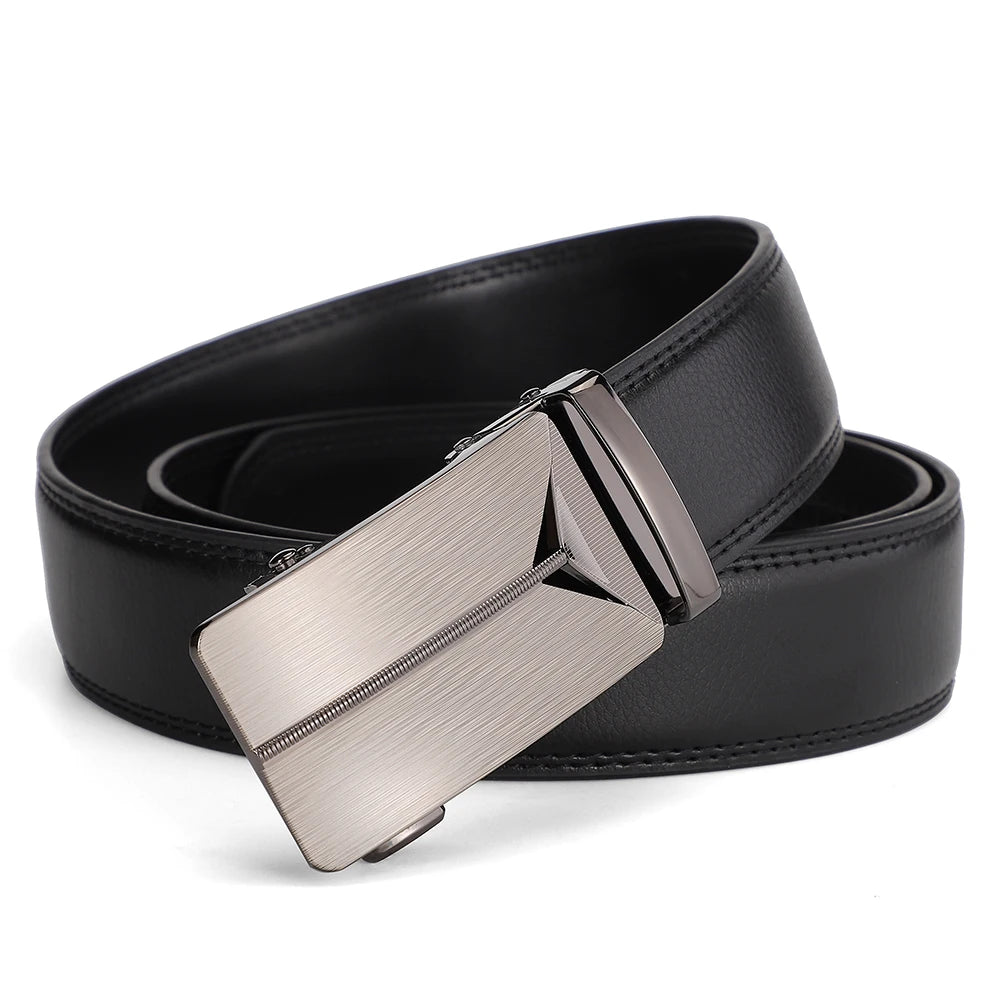 Business Dress Belt Men Soft Genuine Leather Automatic Buckle Trouser Belt  High-end Men Belt Great Gift for Men Waist Strap