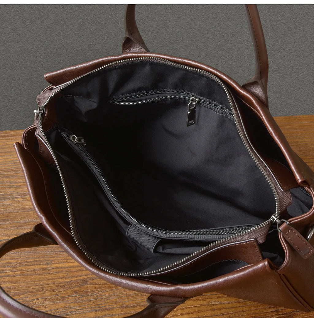 Business vintage genuine leather men's briefcase organizer designer handmade real cow leather women's handbag work postman bag