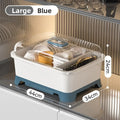 Multifunctional Kitchen Storage Rack Dishware Drain Basket Cover Included Utensil Storage Box Plastic Kitchen Organizer