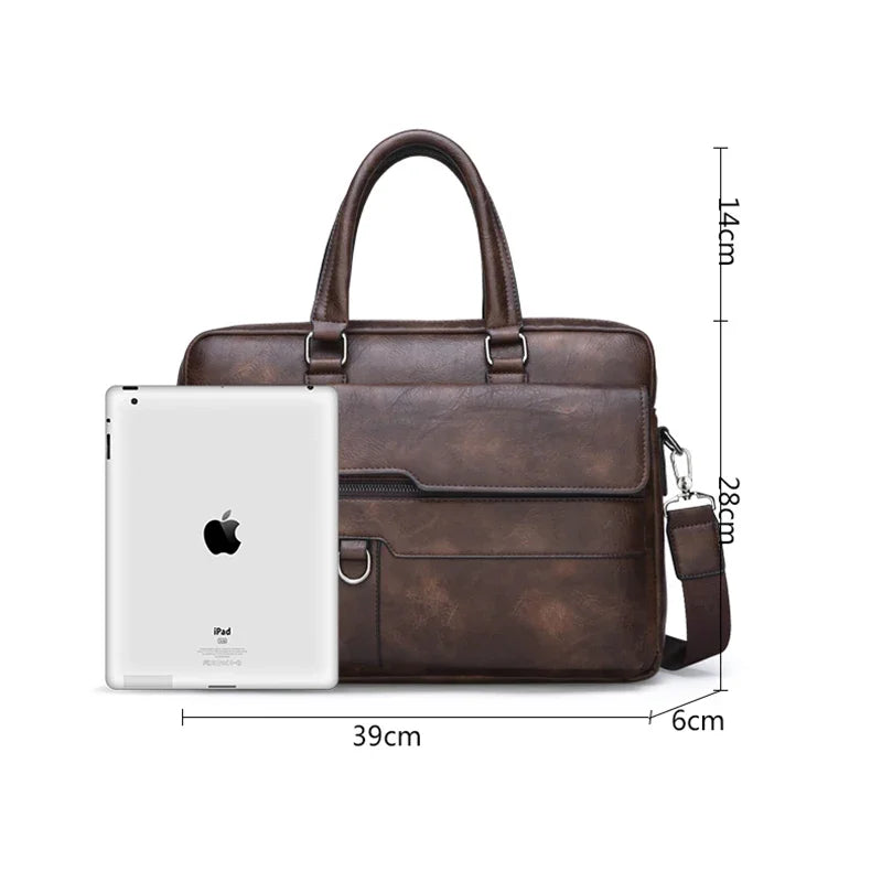 Men Waterproof Business Briefcase Large Capacity Laptop Shoulder Crossbody Commute Bag