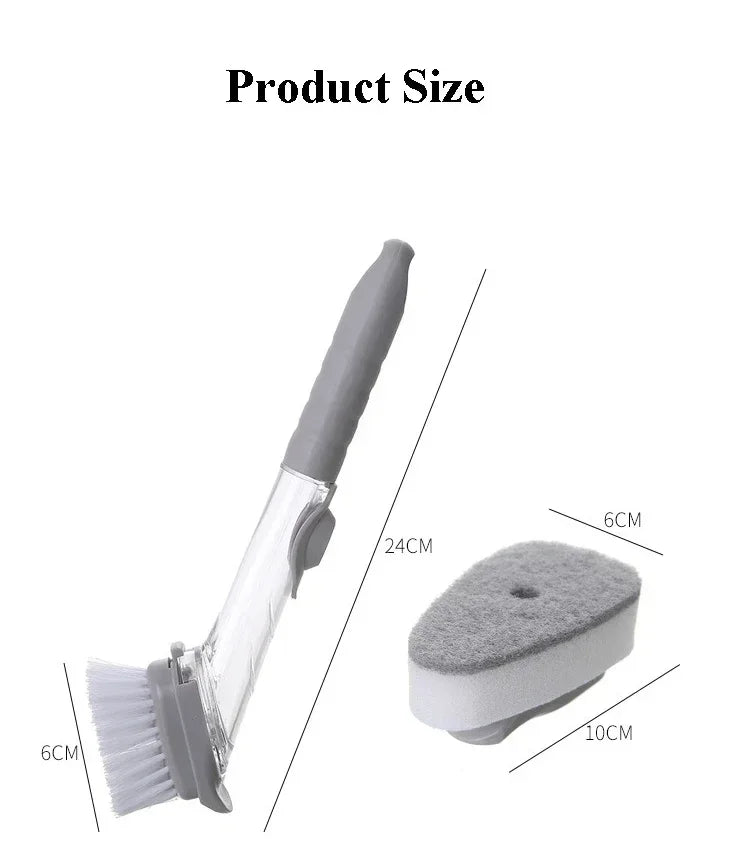 Kitchen Cleaning Brush 2 In 1 Long Handle Cleaing Brush with Removable Brush Sponge Dispenser Dishwashing  Kitchen Tools