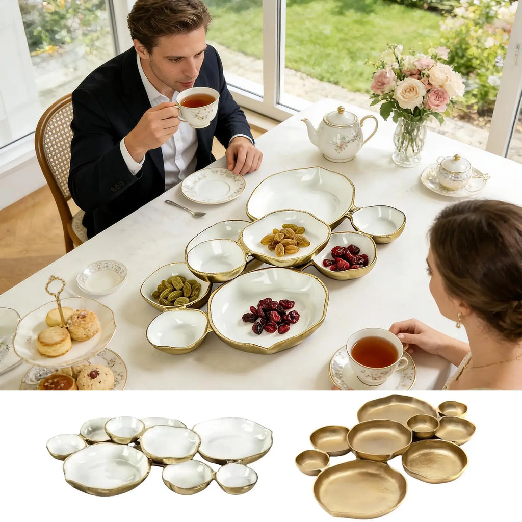 Cluster Serving Bowls 9-Grid Plate Decorative Dessert Plate Multi Bowl Platter With Compartments For Fruit Candy Meals
