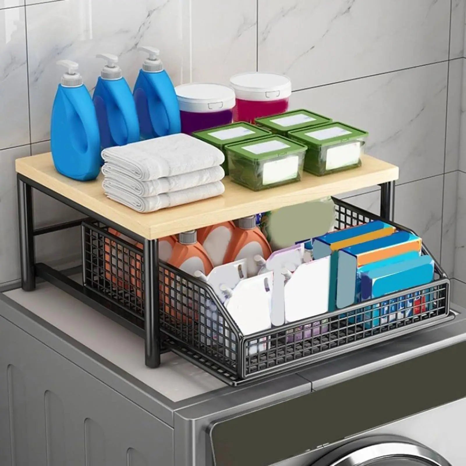 Kitchen Storage Rack Vertical 2-Tier Organizer Rack Standing Storage Shelves Multi-Functional Space Saving Countertop Storage