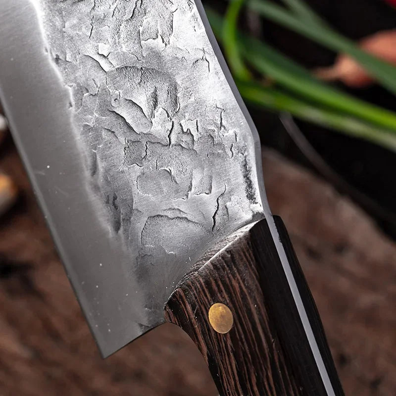 Hand Forged Knife High Carbon Butcher Knives Multifucntional Kitchen Meat Cutting Stainless Steel Wood Handle BBQ Cooking Knife