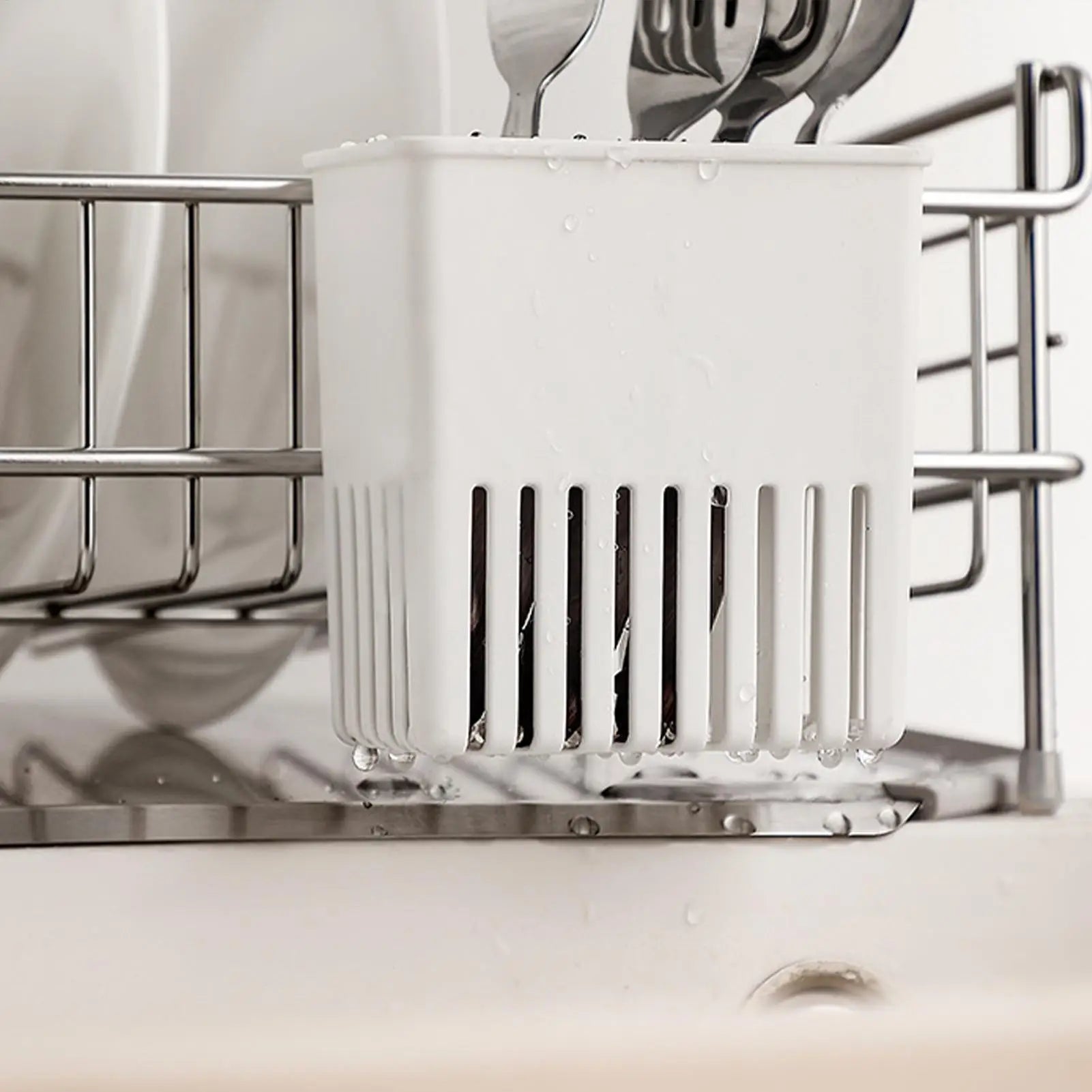 Silverware Basket Utensil Drying Rack Cutlery Drying Basket Silverware Storage Holder Porous drainage for Utensil Fork Chopstick