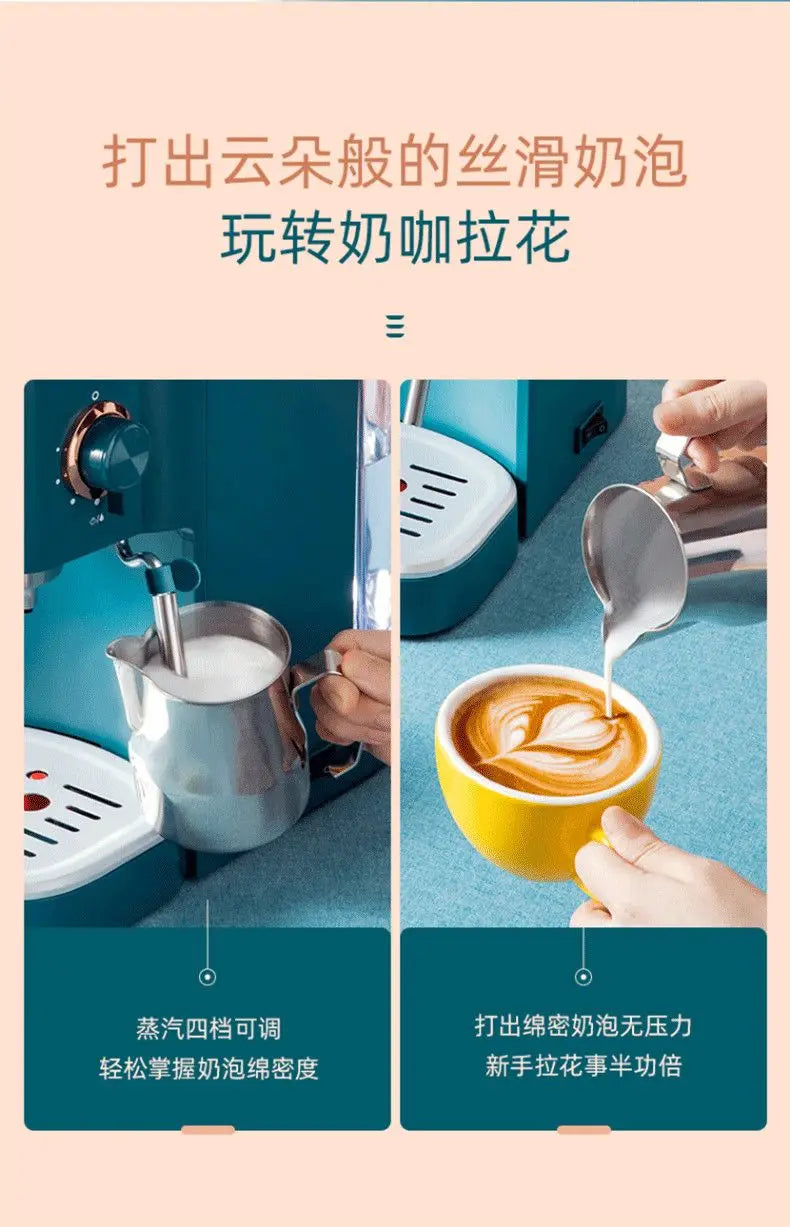 Coffee machine Household Italian high pressure steam beating milk foam grinding beans freshly brewed coffee coffee machine new