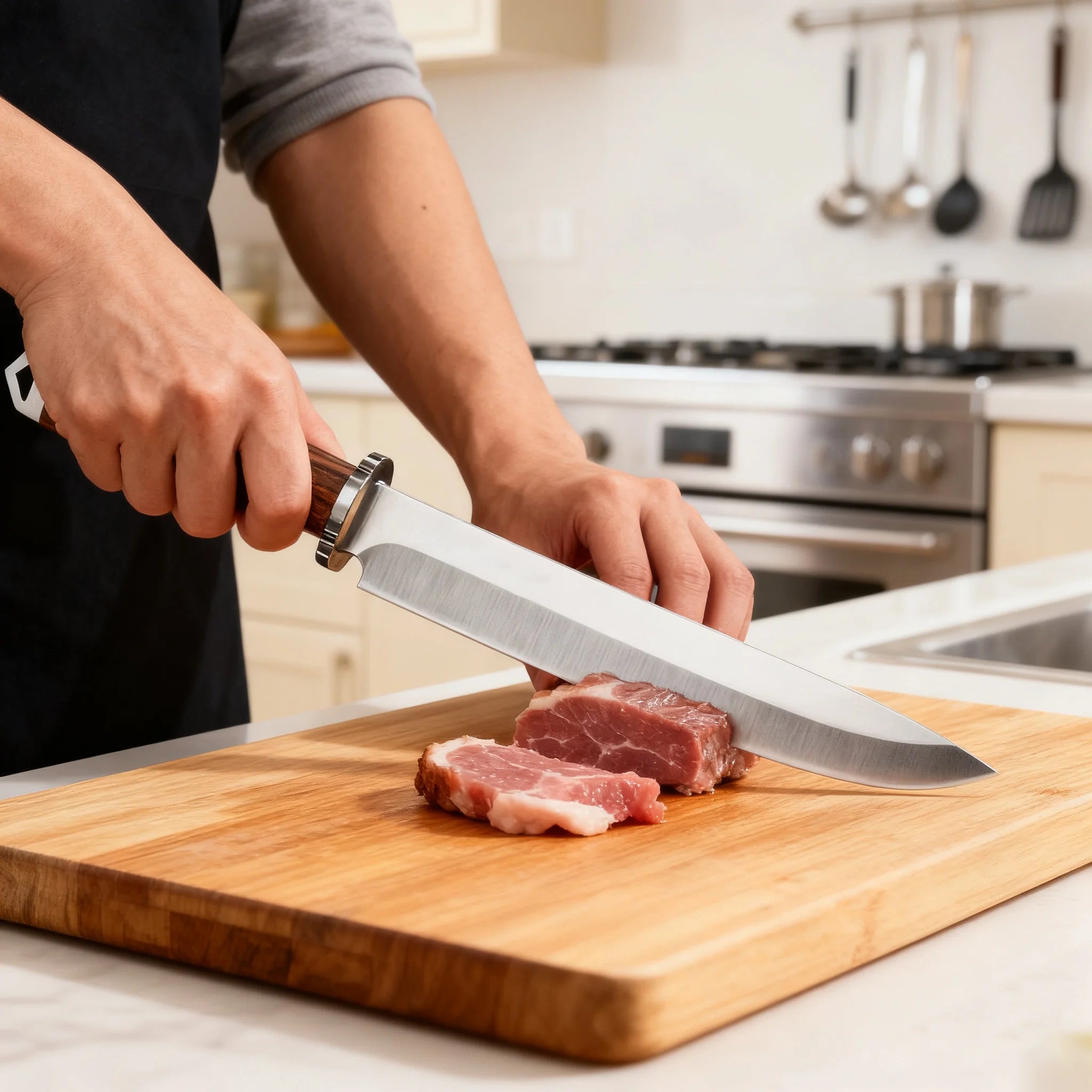 1 piece Butcher Chopping Knife  High Hardness Stainless Steel Kitchen Knife with Wood Handle Meat Cleaver Utility Cooking Knife