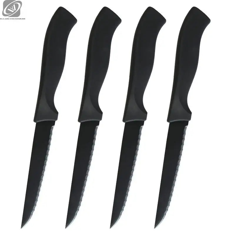 Steak Knives Set 4/6/8Pcs Black Matte Comfort Handle Paring Knives German Stainless Steel Serrated Non Stick  Dishwasher Safe