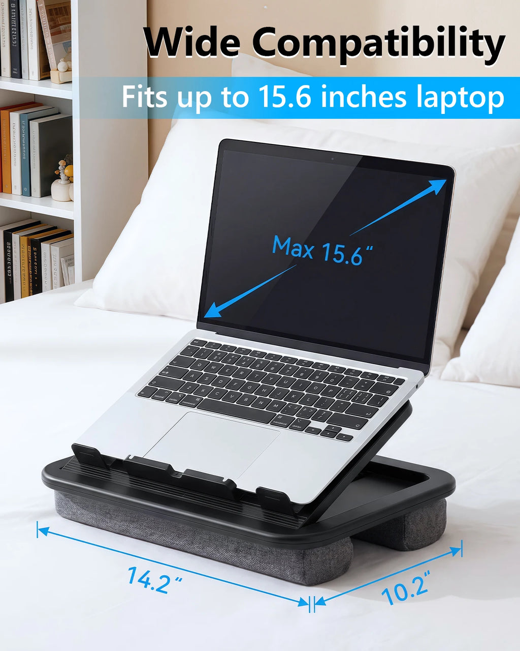 Oatsbasf  Laptop Lap Desk for Office with Soft Cushion Adjustable Lap Desk Portable Tablet Laptop Holder for Max 15.6" Notebook