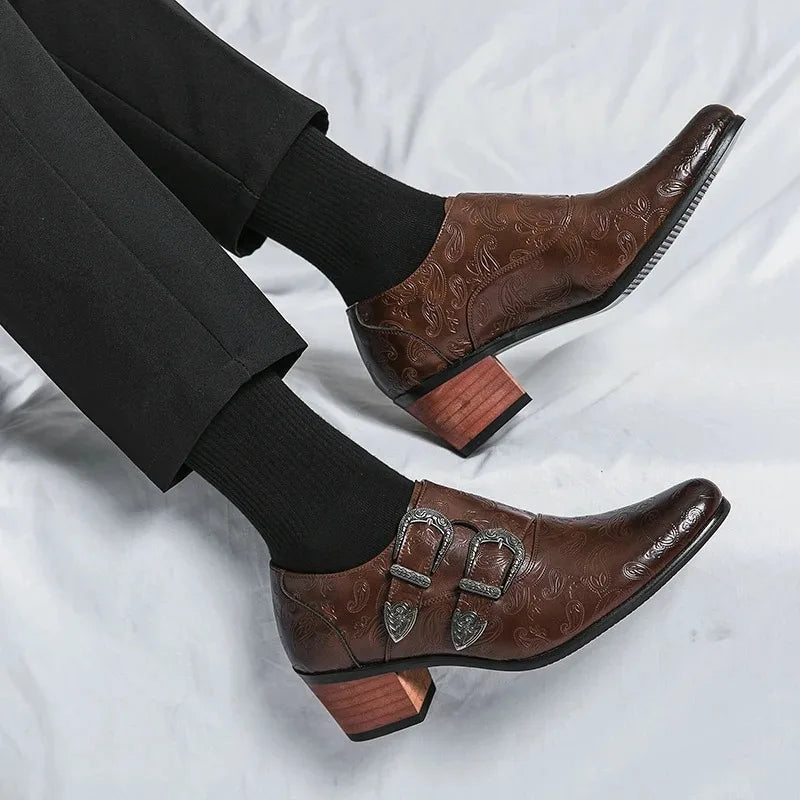 Men's Dress Shoes Fashion Belt Buckle Design Shoes Retro Carved Brogues Shoes Classic Business Formal Shoe Luxury Wedding Shoe