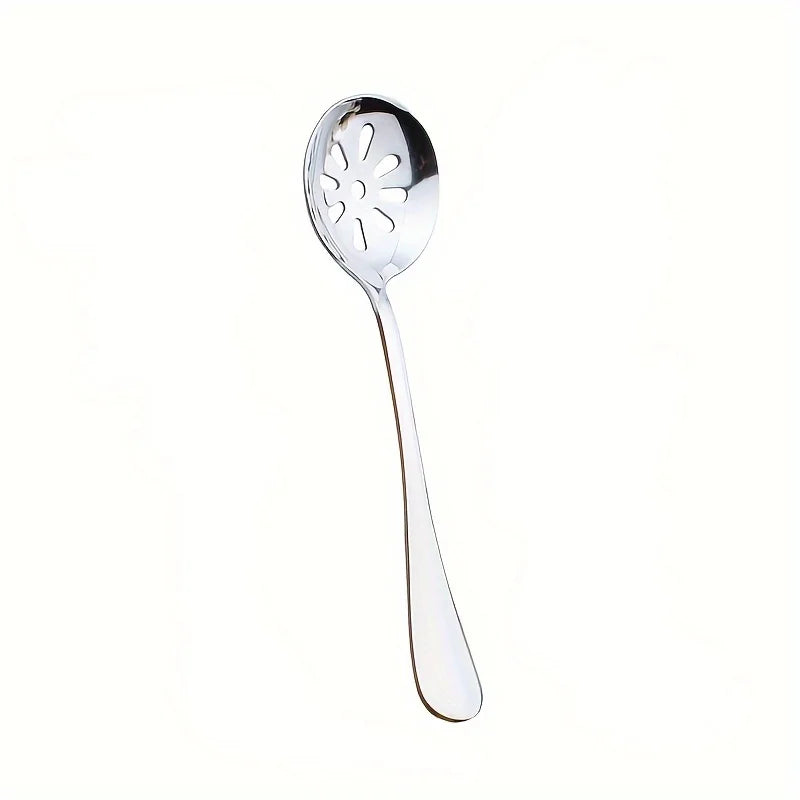 1pc Serving Spoon, Slotted Spoon, Stainless Steel Buffet Restaurant Dinner Spoon, Party Banquet Dining Utensils, Silvery