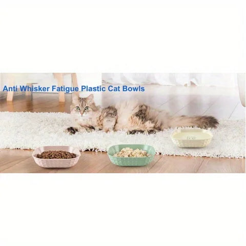 6pcs Cat Bowls Set - Whisker Fatigue Relief Shallow Dishes + 5.5in Wet Food Plates, Anti-Tip Pet Dishes for Indoor Cats