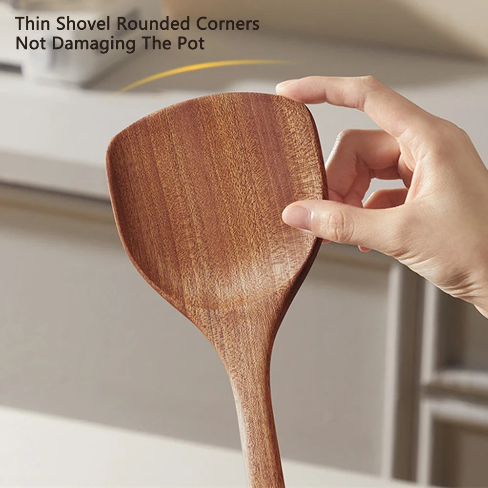 COOKER KING Ebony Wood Spatula Non Stick Pan Special Stir Fry Spatula Heat-Resistant Spatula Rice Soup Spoon Cooking Utensils