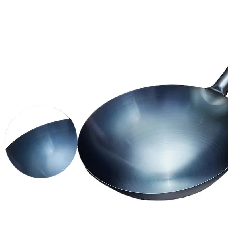 Carbon Steel Wok,12.6" Round Bottom Woks Pan Uncoated Nonstick Pot,Pre-Seasoned Chinese Wok Kitchen Cookware for Gas Cooktops