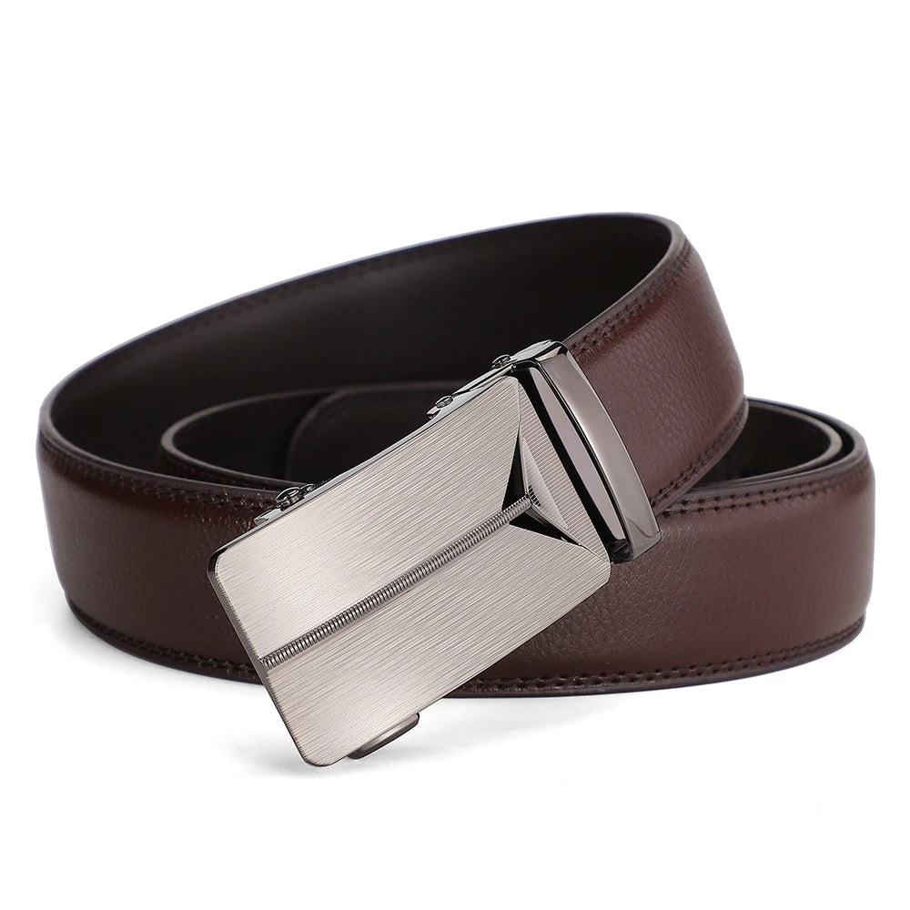 Business Dress Belt Men Soft Genuine Leather Automatic Buckle Trouser Belt  High-end Men Belt Great Gift for Men Waist Strap