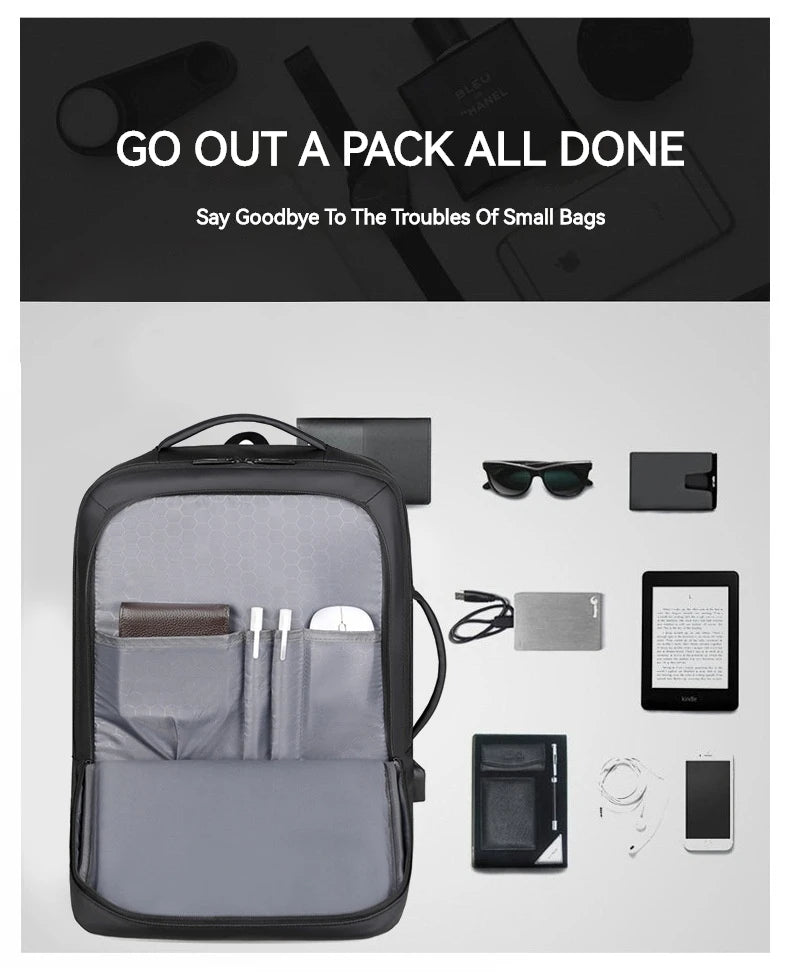 Business Commuter Men's Backpack, Multifunctional Laptop Bag, Solid Color, Simple Men's Backpack