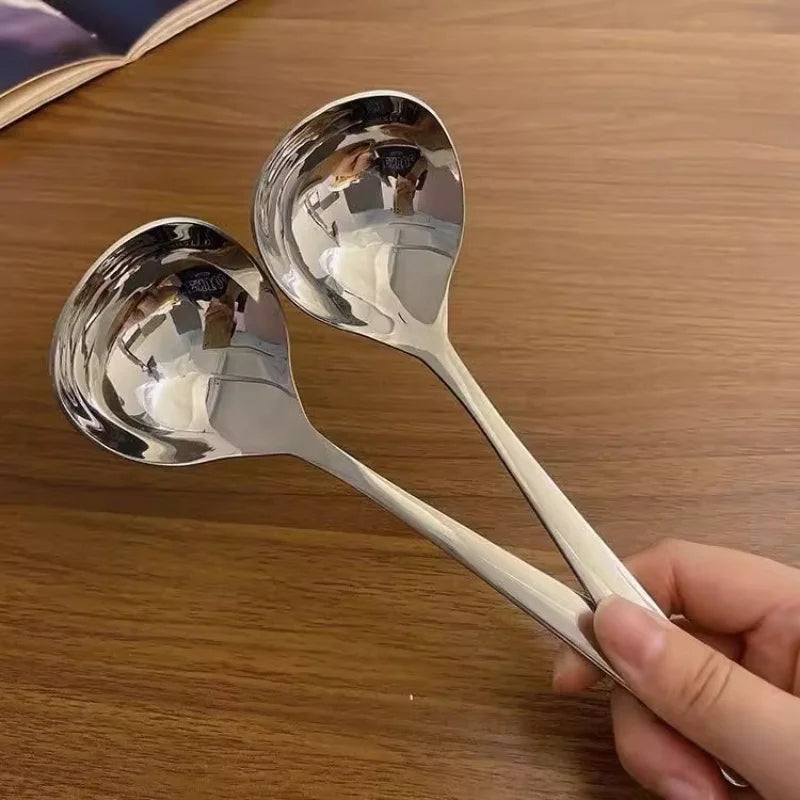 4-Pack Stainless Steel Soup Spoons Set - Elegant Durable Long Handle Tableware for Hot Pot Serving Spoons for Home, Restaurant