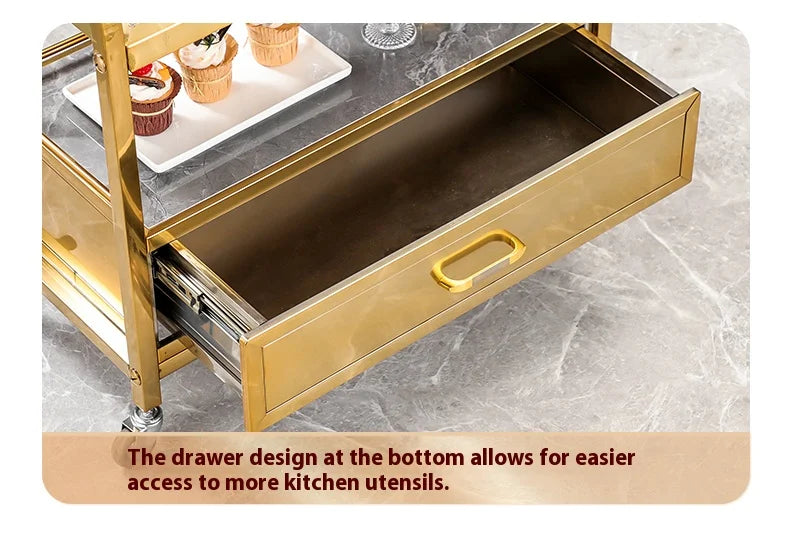 Stainless Steel Utility Cart Restaurant Bar and Hotel Dining Wine Cart Second-Hand Mobile Food Delivery Trolley