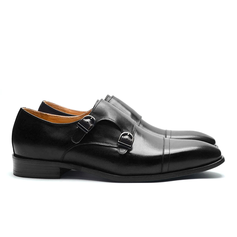 Luxury Men's Business Dress Shoes Genuine Leather Monk Strap Buckle Handmade Italian Brown Black Office Suit Formal Shoes Man