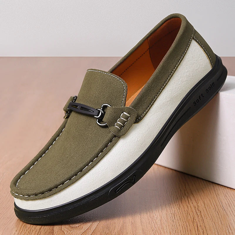 Business Formal  Travel Leather Shoes Fashionable and Comfortable Cowhide Suede Casual Shoes Soft Comfortable Mens Driving Shoes