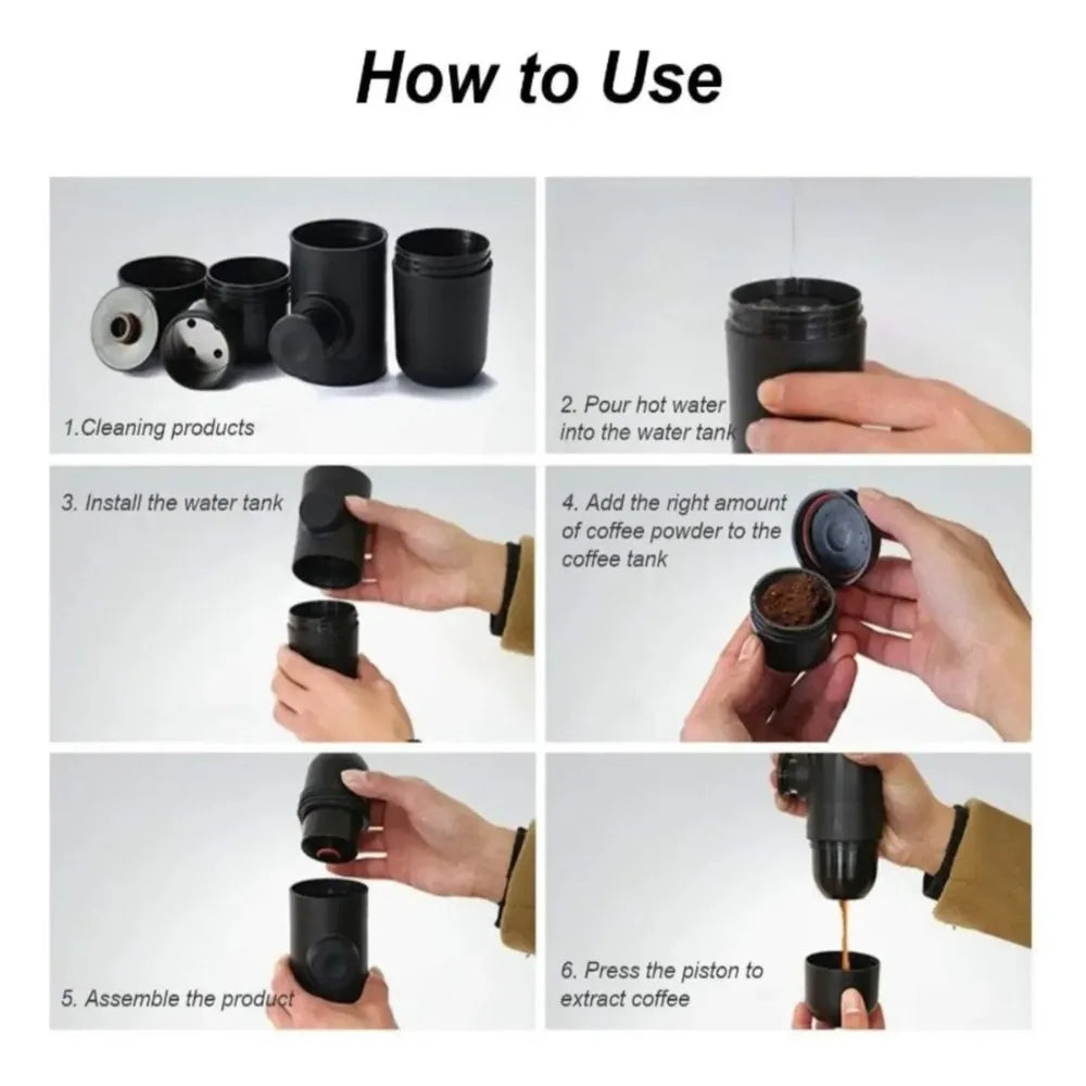 Portable Manual Espresso Coffee Maker 140ML Mini Hand Press Single Coffee Machine Coffee Powder Type for Outdoor Travel Camping