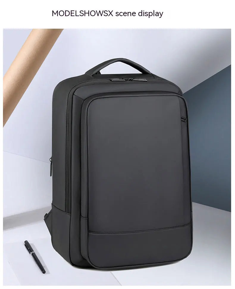 Business Commuter Men's Backpack, Multifunctional Laptop Bag, Solid Color, Simple Men's Backpack