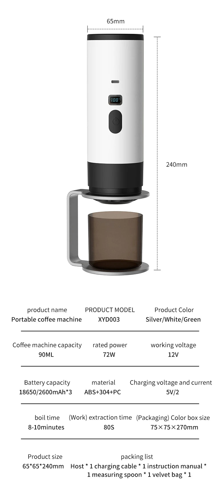 Portable Electric Coffee Maker 3-in-1 Capsule Coffee Grinder Travel Coffee Maker  for Car and Home Camping Campany