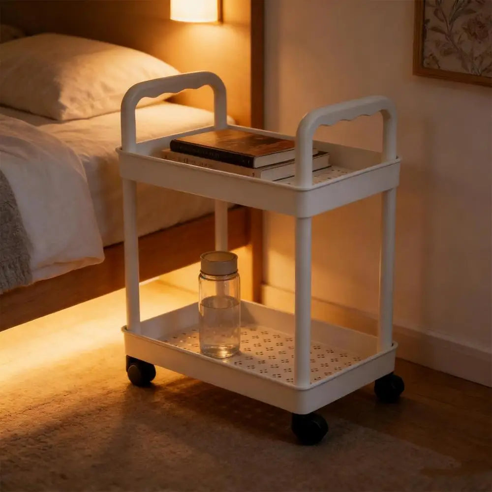Kitchen Storage Rack 2 Tier Storage Stand With Wheels Space-saving Organizer For Home Athroom Pantry Laundry Dorm Workplace
