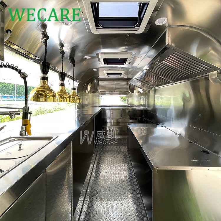 Mobile Restaurant Catering Trailer Fully Equipped Stainless Steel Coffee Shop Bar Taco Pizza Food Truck Full Kitchen