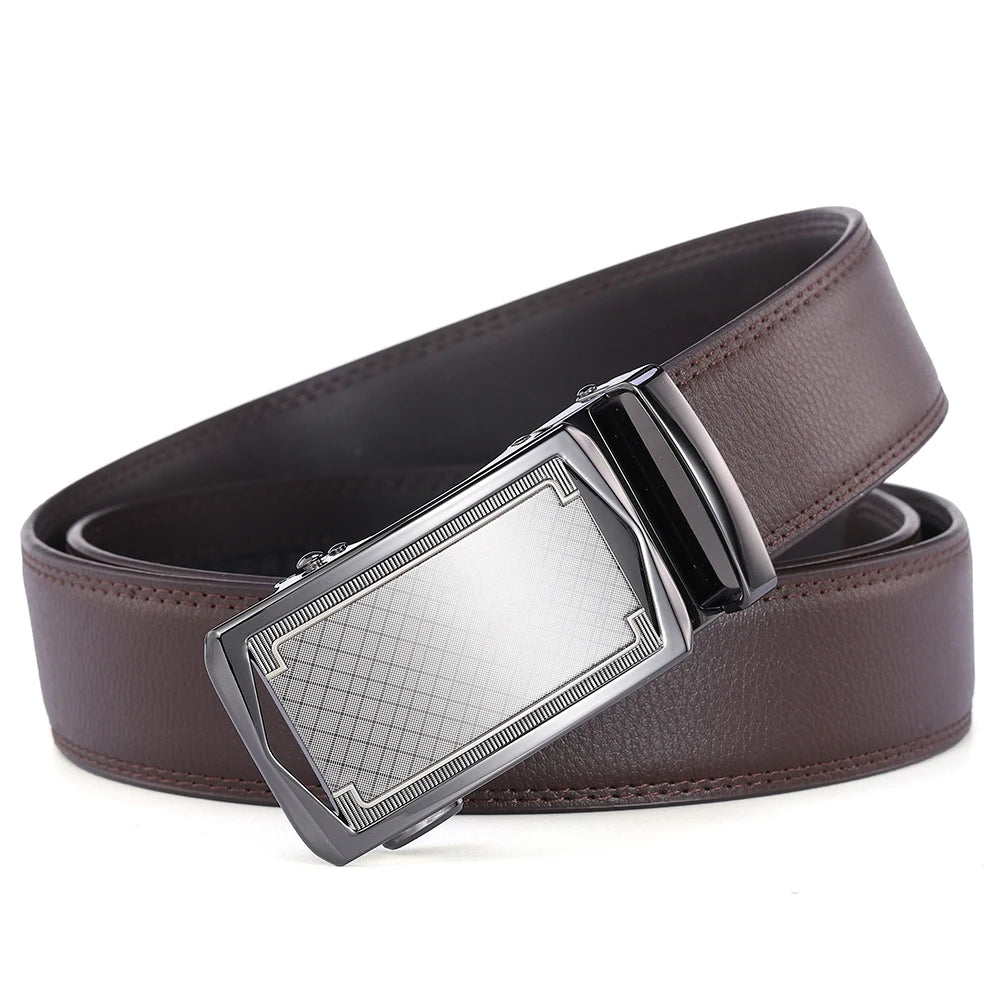 Business Dress Belt Men Soft Genuine Leather Automatic Buckle Trouser Belt  High-end Men Belt Great Gift for Men Waist Strap